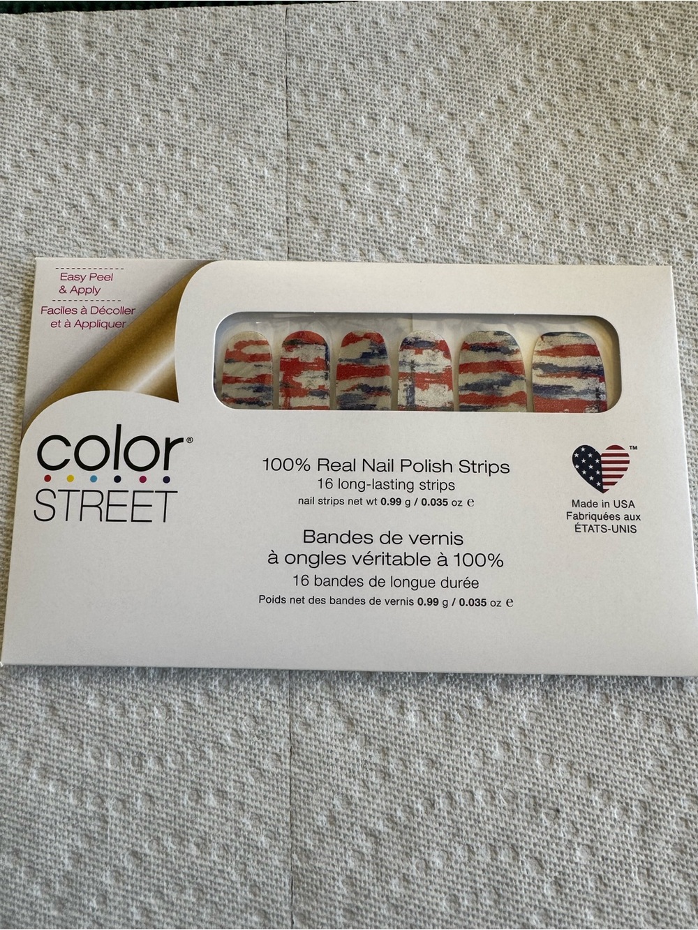 Color Street Red, White & Blue Striped Nail Polish Strips - Stay United (New)